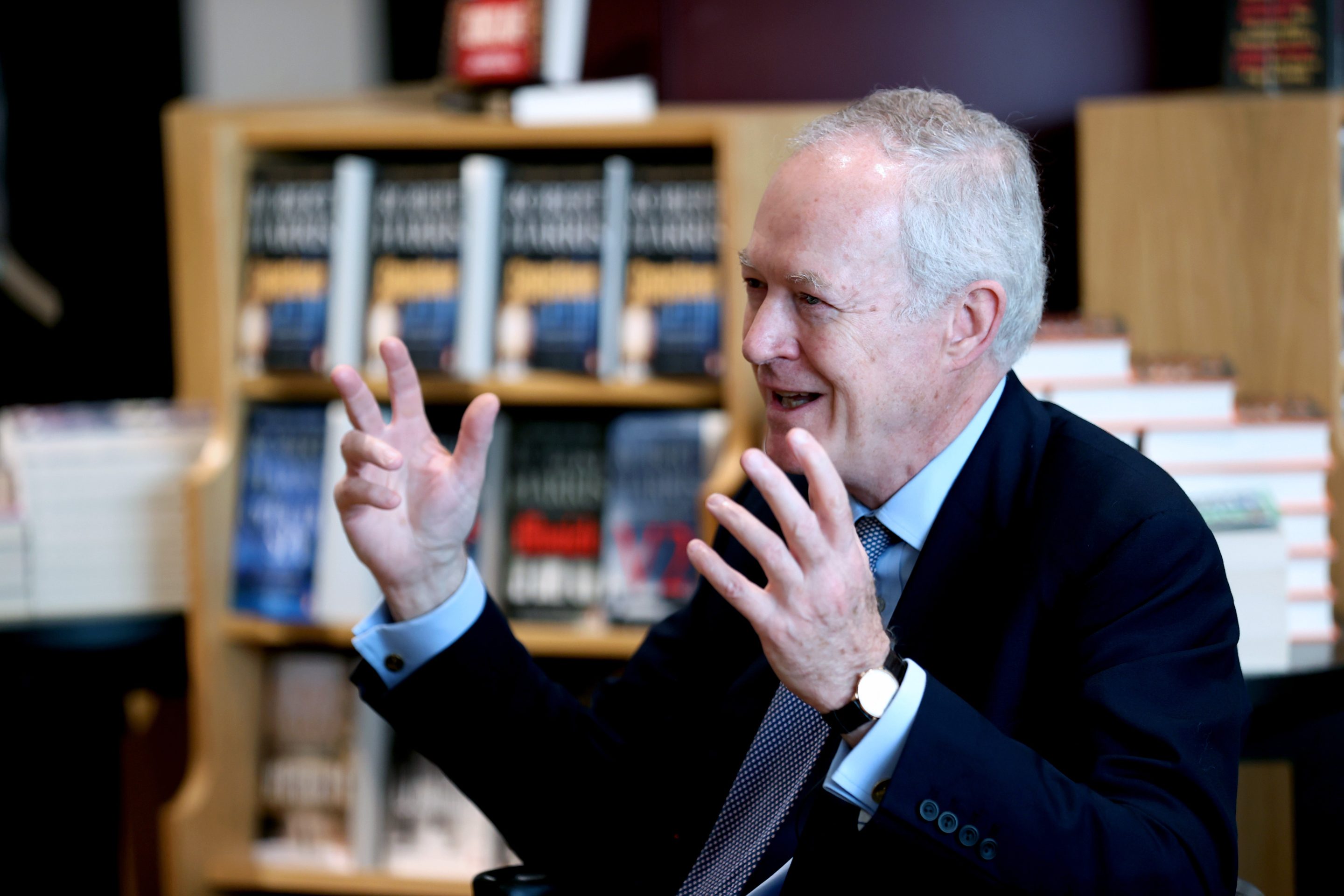 Barnes & Noble CEO James Daunt speaks during an interview at Waterstones' flagship store in London, Britain, on April 17, 2025.