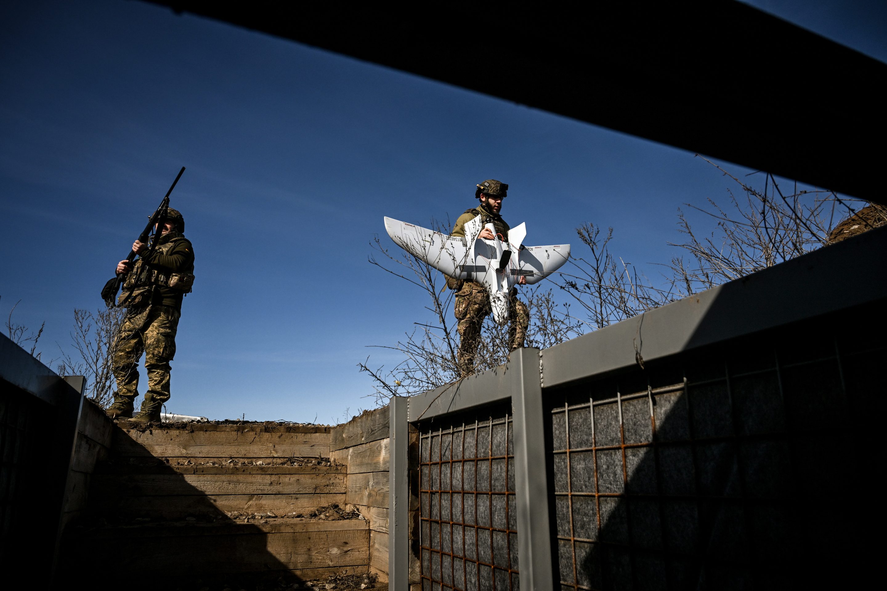 Ukrainian soldiers prepare to launch a UAS A1-CM “Furia,” February 2026.