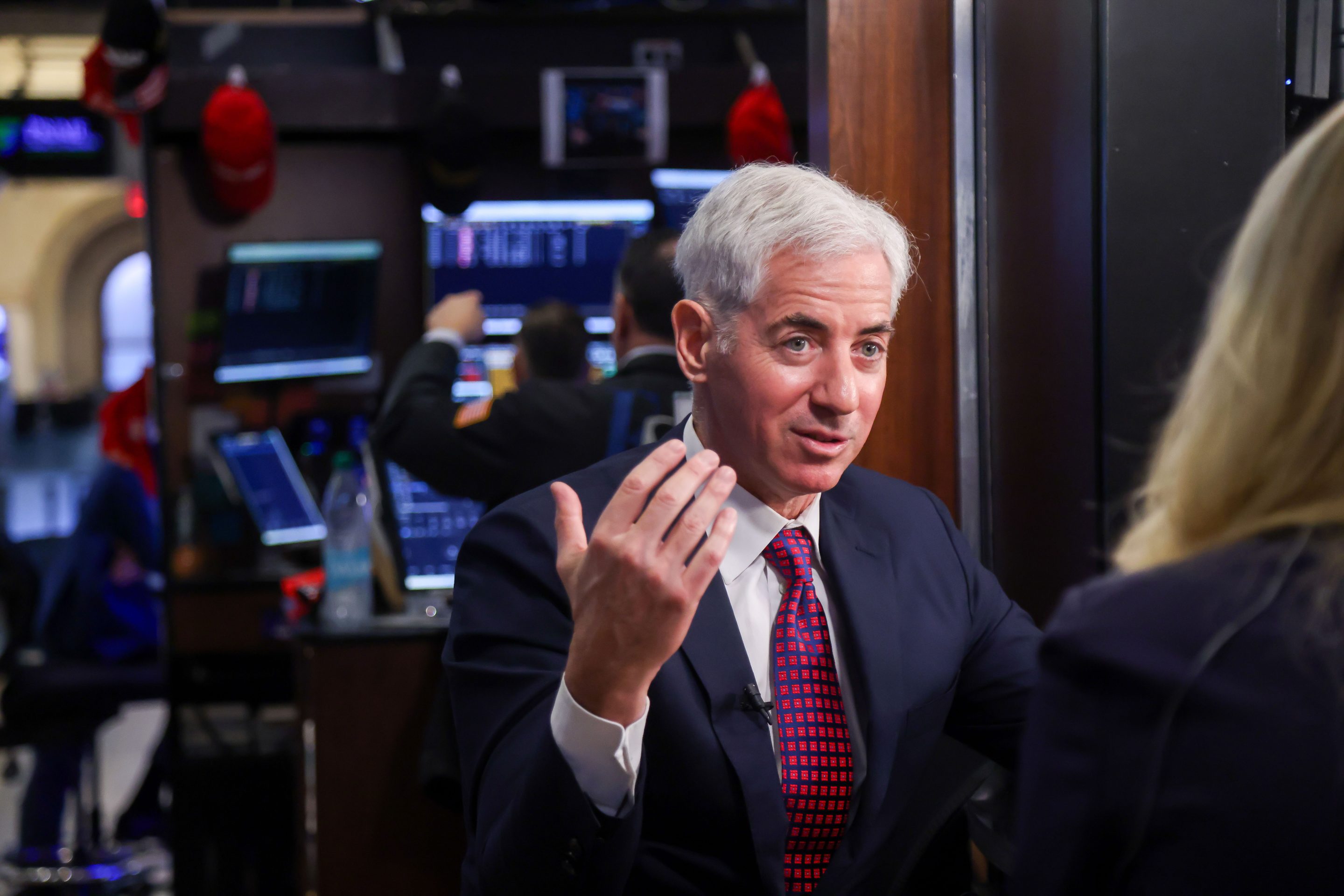 Pershing Square CEO Bill Ackman speaks during the company's initial public offering on the floor of the New York Stock Exchange on April 29, 2026.